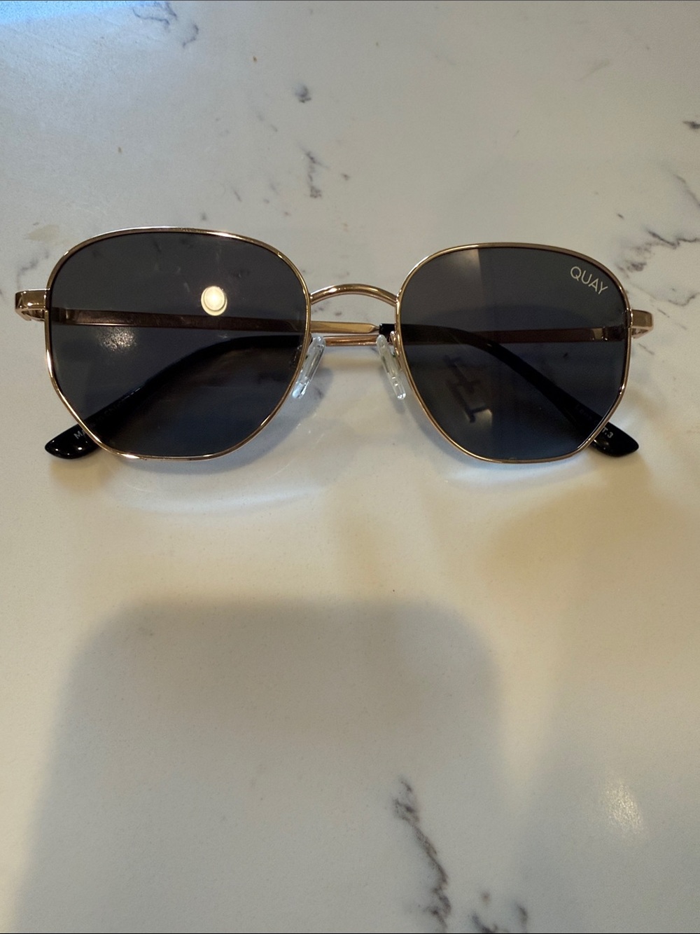Quay Australia Gold Frame Sunglasses with Dark Gray Lenses